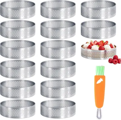 Produktbild von Tartelettformen – Set mit 15 Stück – Durchmesser 6 cm – Aus Edelstahl (430) – Dessertringe – 6 cm – Kuchenform – Backring – Tortenring