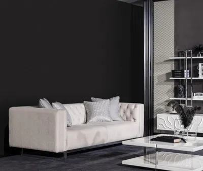 Obrázok produktu pre Elegantná béžová trojmiestna pohovka z textilu s dreveným rámom