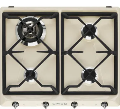 Image de Table de cuisson à gaz encastrable Smeg Victoria SR964PGH 60 cm 4 feux crème