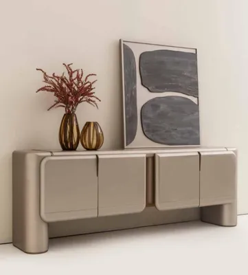 Image de Ensemble de mobilier de salle à manger design : table de salle à manger avec 2 chaises et un buffet design