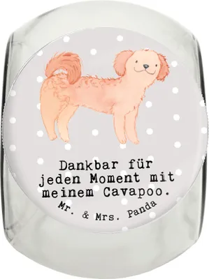 Produktbild von Mr. & Mrs. Panda Dose Cavapoo Moment XL 2000ml - Grau Pastell - Geschenk, Vorratsbehälter, leckerlidose, glasbehälter, Keksdose, aufbewahrungsglas, Cavoodle