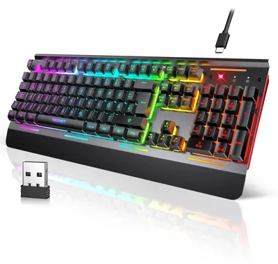 Produktbild von TECKNET Gaming-Tastatur Kabellos, QWERTZ-Tastatur, Deutsches Layout