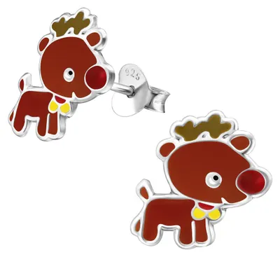 Produktbild von Rentier Ohrstecker: Kinder Ohrringe Silber 925