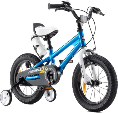 Immagine prodotto di Bicicletta per bambini - 14 pollici, con ruote stabilizzatrici e borraccia - Acciaio - Blu
