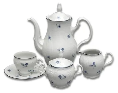 Produktbild von Karlsbader Porzellan, Kaffeeservice Thun Bernadotte, blaue Rosen, 15 Stück