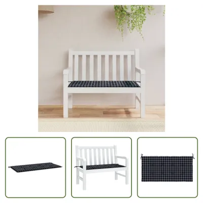 Produktbild von The Living Store Gartenbank-Auflage Schwarz Karomuster 120x50x3 cm Oxford-Gewebe