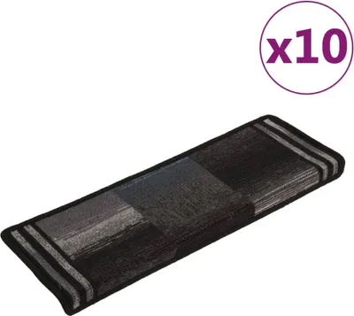 Image de Tapis d'escalier autoadhésifs 10 pcs 65x21x4 cm Noir et gris