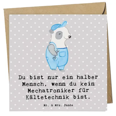 Produktbild von Mr. & Mrs. Panda Grußkarte Mechatroniker für Kältetechnik Herz - Grau Pastell - Geschenk, Gesellenprüfung, Klappkarte, faltkarte, anlasskarte, doppelkarte, Spruch, Lustig