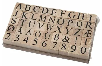 Immagine prodotto di Set di timbri in legno, 45 pezzi.