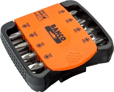 Produktbild von Bahco 1/4 Bitsatz für Schlitz-, Phillips-, Pozidriv- und Innensechskantschrauben 27 mm x 73 mm x 82 mm- 17-tlg.