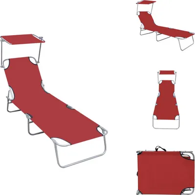 Produktbild von vidaXL Klappliege mit Sonnenschutz Rot Aluminium -  Sonnenliegen