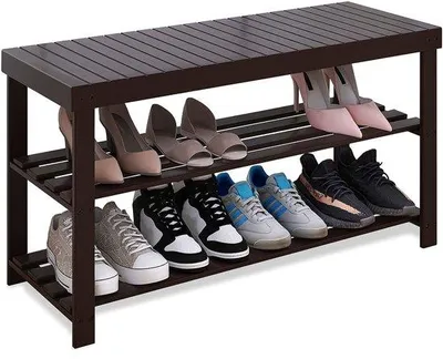 Image de Armoire à chaussures en bambou massif - polyvalente et élégante - d'un seul tenant - 86 x 28,5 x 45,5 cm