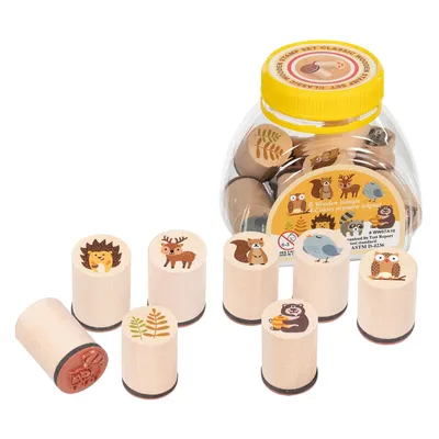 Image de Goki Set de tampons en bois Animaux de la forêt, 9dlg.