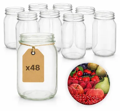 Produktbild von ART TWIST HOME Einmachgläser mit Schraubdeckel 48x 900 ml – Vorratsgläser Glasbehälter Vielseitige Robuste aus Dickem Glas - perfekt für Marmeladen Honig Säfte Gurken Konfitüren und Vorratshaltung