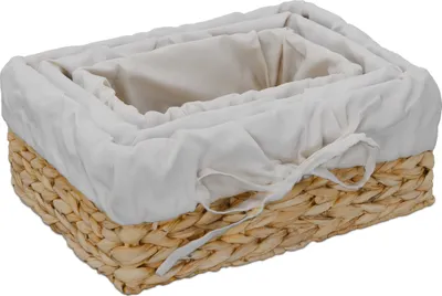 Zdjęcie produktu dla Relaxdays 10050085, Bawełna, Włókno, Żelazo, Kremowy, Naturalny, Prostokąt, 305 mm, 230 mm, 120 mm