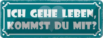 Produktbild von vianmo Blechschild 10x27 cm ich gehe leben kommst du mit Dekoration Spruch Zitat