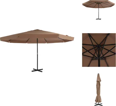 Obrázek produktu pro vidaXL Slunečník s hliníkovou tyčí 500 cm Taupe - Slunečníky a slunečníky