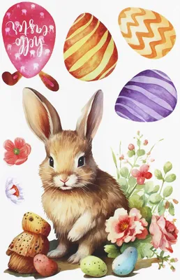 Produktbild von Ostern Fensterbilder Osterhase Blumen 7er-Set