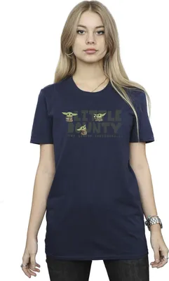 Image de T-shirt pour femme, Star Wars, The Mandalorian, "Petit chasseur de primes", référence BI45858 (taille S), couleur bleu marine
