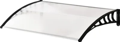 Produktbild von Tür- und Fenster-Vordach - Überdachung - Polycarbonatplatte - Aluminiumrahmen - UV-Schutz - Regen- und Sonnenschutz - Manuell