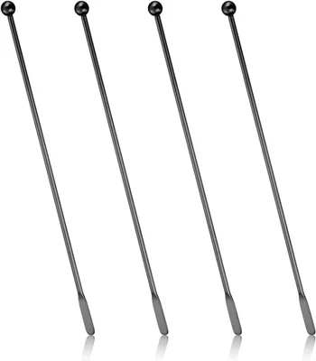 Productafbeelding van Roestvrijstalen Roerstaafjes voor Drankjes - Herbruikbare Cocktail Sticks - 4 Stuks (17,5 cm)