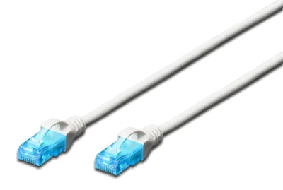Produktbild von DIGITUS Patchkabel RJ45 U/UTP Cat5e 5.00m weiß Hebelschutz Polybeutel