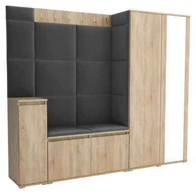 Produktbild von Garderobe LUTON 8 SONOMA 15 - Farbe: Sonomaholz, moderne Garderobe 40x220x186 cm, funktionelle Lösung für den Flur, Garderobe, Möbel für den Flur,