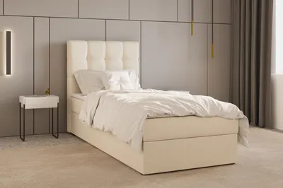 Produktbild von Kontinentalbett, Boxspringbett, Bett mit bettkasten, Bonell-Matratze und Topper, Doppelbett - Boxspringbett 05 - 90x200 - Beige - Hugo 01