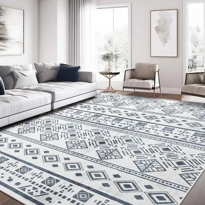 Image de Tapis lavable, dimensions 160 x 220 cm, design bohème vintage