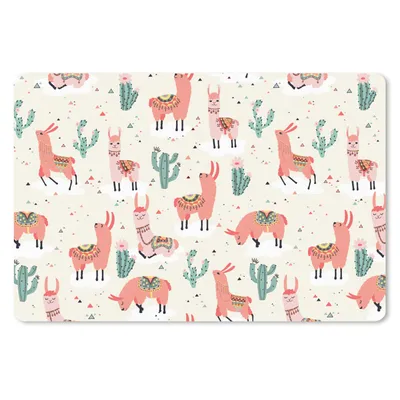 Produktbild von MuchoWow® Mauspad Mousepad Lama - Muster - Kaktus 27x18 cm - Mousepads - Maus Mat - Pad - Mausunterlage - Büroartikel - Desk Matten