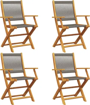 Image de vidaXL Chaises de jardin 4 pcs. Pliable Gris Bois massif Acacia