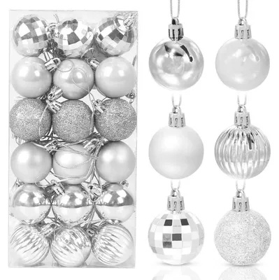 Productafbeelding van Kerstballen, zilver, 36 stuks, kunststof, 4 cm, set voor kerstboomversiering