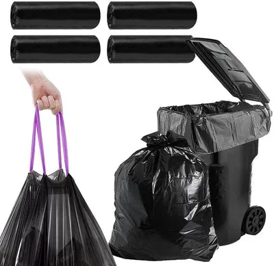 Immagine prodotto di Sacchi per rifiuti resistenti, confezione da 60 pezzi, capacità 100 litri, con pratica maniglia per il trasporto, dimensioni 77 x 100 cm, sacchi per rifiuti neri
