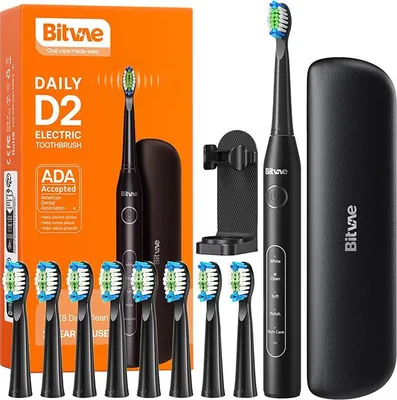 Image de Bitvae Sonic toothbrush with tips set and travel case D2 (black)