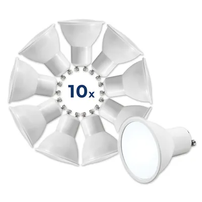 Zdjęcie produktu dla McShine - Reflektor LED GU10 biały dzienny | MS-60-10| Żarówka LED 6W, 510lm 6500K, kąt świecenia 120° PAR16 Lampa LED zastępuje żarówkę halogenową 50W, 10 sztuk