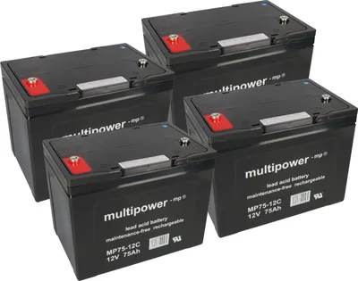Obrázok produktu pre 4 x akumulátor Multipower MP75-12C AGM, 48V, 75Ah – vhodný pre elektrické skútre 110S, 4000W