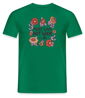 Produktbild von Spreadshirt Woodstock Make Love Not War Mit Blumen Rahmen Männer T-Shirt, S, Kelly Green