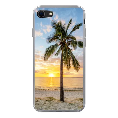 Produktbild von MuchoWow® Handyhülle Schutzhülle Hülle für iPhone 8 Strand - Palme - Sonnenuntergang Silikon Softcase Handy Hülle - Schutzhaube