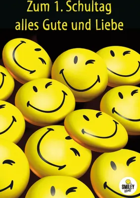 Produktbild von Schulanfang - Smiley - Glückwunschkarte im Format 11,5 x 17 cm mit