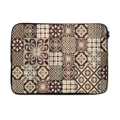 Produktbild von MuchoWow® Laptop Hülle 13 Zoll Retro - Muster - Braun - Abstrakt Laptoptasche - Laptophülle - Sleeve - Rundumschutz
