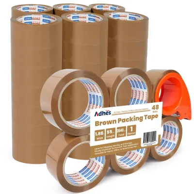 48 Rollen braunes Verpackungsklebeband 48 mm x 50 m mit Abroller