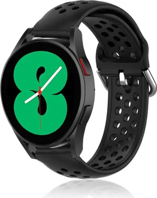 Produktbild von Strap-it Samsung Galaxy Watch 4 - 40mm Silikonarmband mit Löchern (Schwarz)