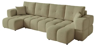 Produktbild von Ecksofa in U-Form Casidi U mit Schlaffunktion Centaur 13 Salbeigrün Boucle Bettkasten