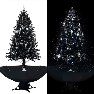 Immagine prodotto di The Living Store Albero di Natale innevato con base ad ombrello nero 190 cm PVC