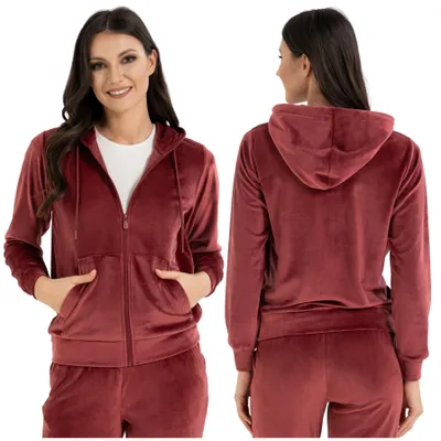 Produktbild von Moraj Damen Sweatjacke mit Kapuze – Weinrot, Größe S, bequem