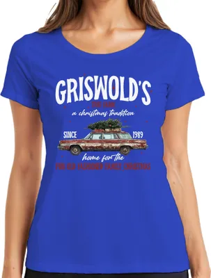 Produktbild von Griswolds Tree Farm Schöne Bescherung Clark - Weihnachten Christmas Xmas Damen T-Shirt, Blau, M