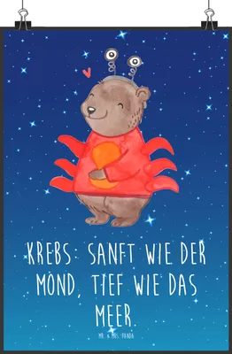 Produktbild von Mr. & Mrs. Panda Bild Krebs Astrologie DIN A3 - Sternenhimmel Blau - Geschenk, wanddeko, Kunstdruck, drucke, Wandbild, Sternzeichen, Tierkreiszeichen, Plakat