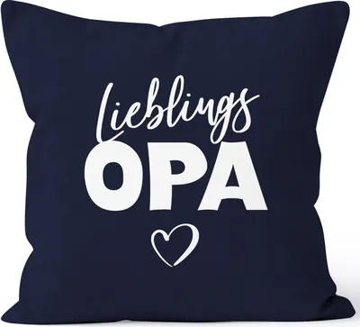 Produktbild von Kissen-Bezug Lieblings-Opa Kissen-Hülle Deko-Kissen Geschenk MoonWorks® navy unisize