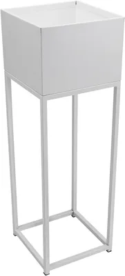 Produktbild von VIVANNO Blumentopf pulverbeschichtetes Stahlblech ELEVATE SQUARE Säule, Weiß matt - 25x25x79 cm