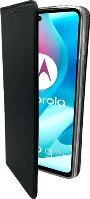 Produktbild von Elegante Buch-Tasche Hülle Smart Magnet kompatibel mit MOTOROLA MOTO G62 5G Leder Optik Wallet Book-Style Cover Schale in Schwarz